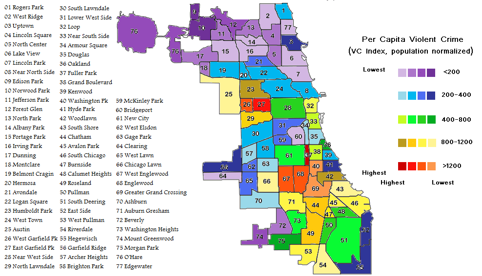 unsafe areas to avoid in chicago map Mapping Violent Crimes In Chicago Hoods Yochicago unsafe areas to avoid in chicago map